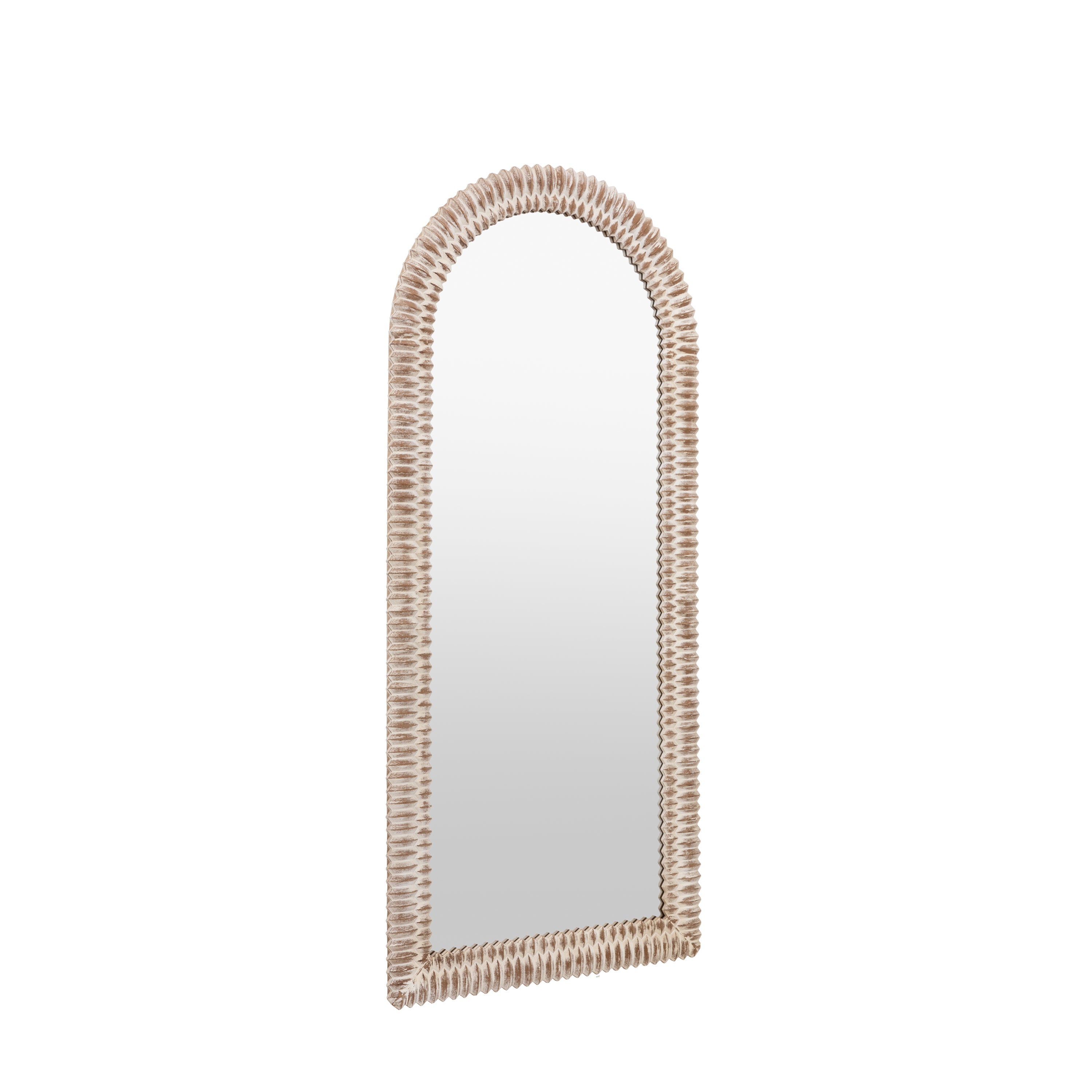 Chambery Arch White Wash Full Length Leaner Mirror